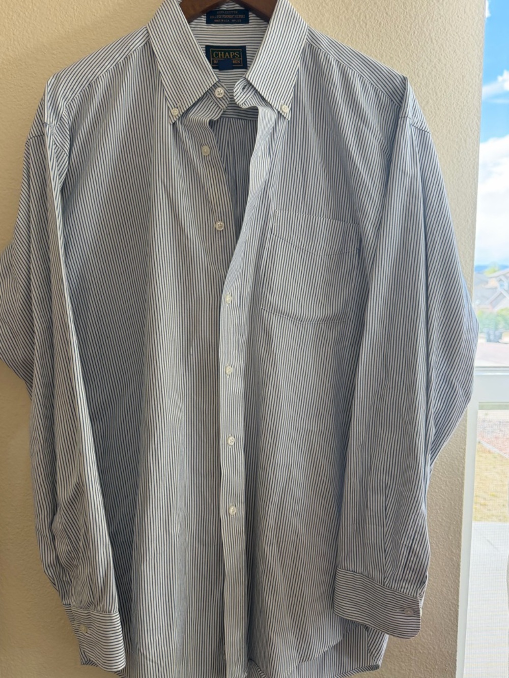 Ralph Lauren Men’s Blue and White Pinstripe Button-Down Shirt